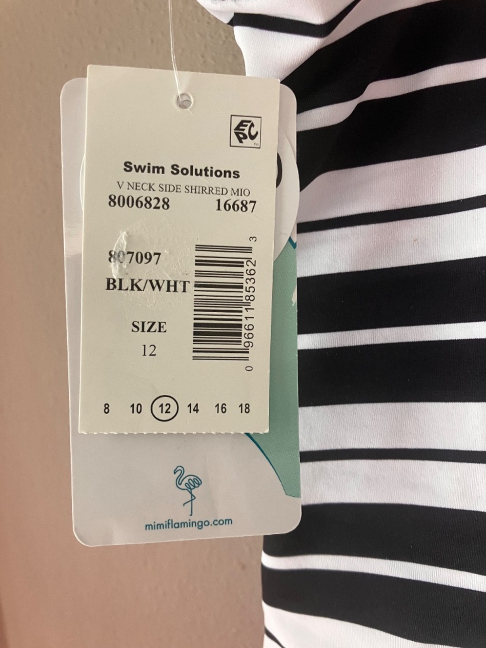 NWT Swim Solutions Striped Tummy Control One-Piece Size 12 - Picture 9 of 9